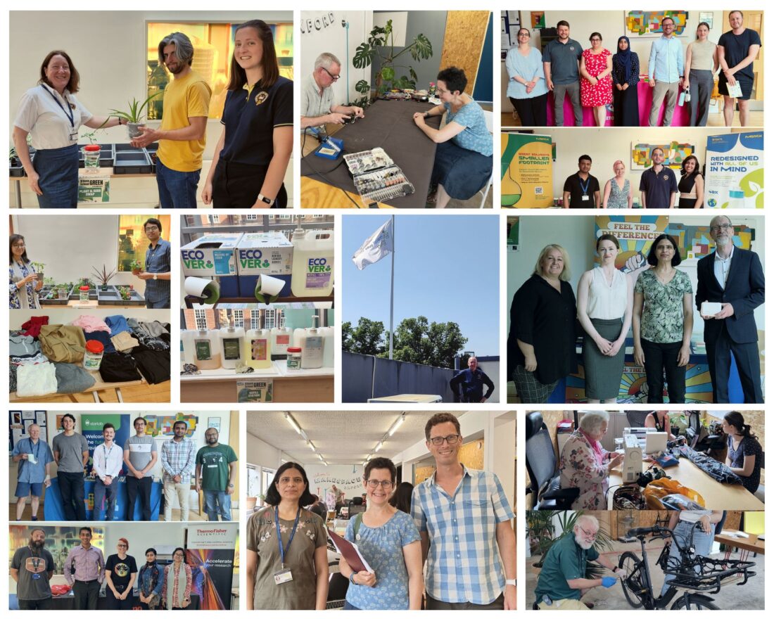 Collage of photos showing various green week activities, as per the description in the text