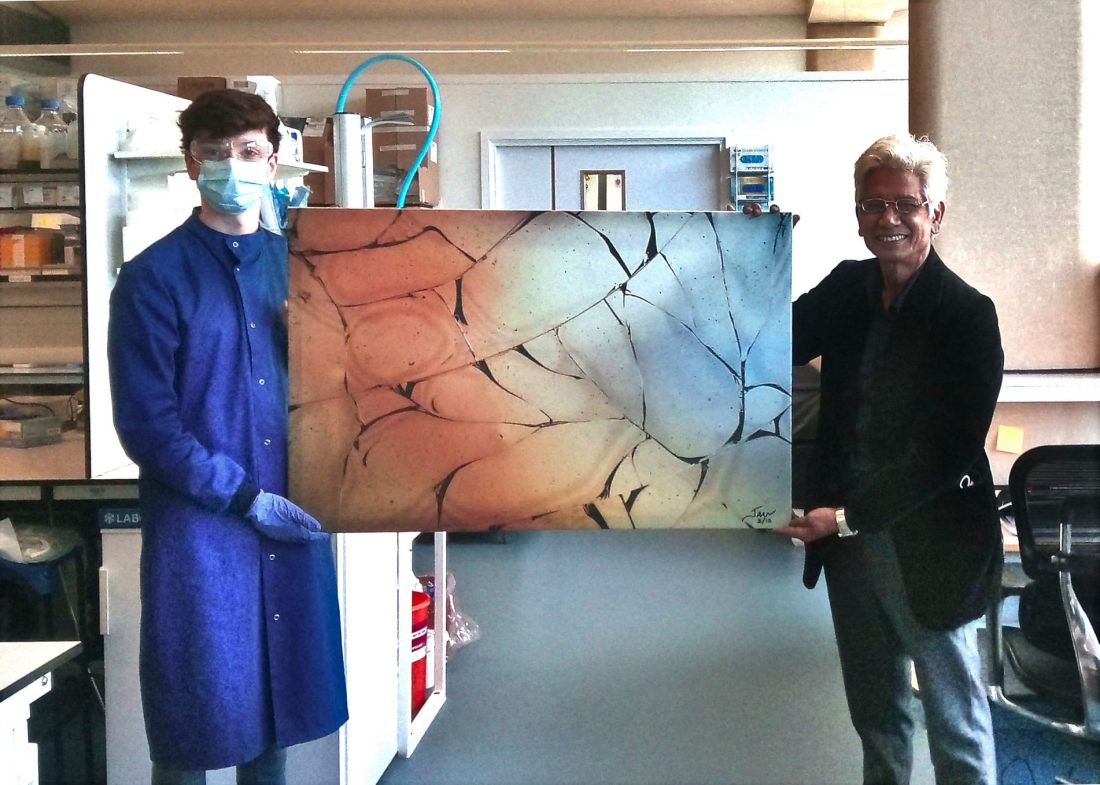 Jamal Ibrahim with his piece of art titled 'Peace Together'