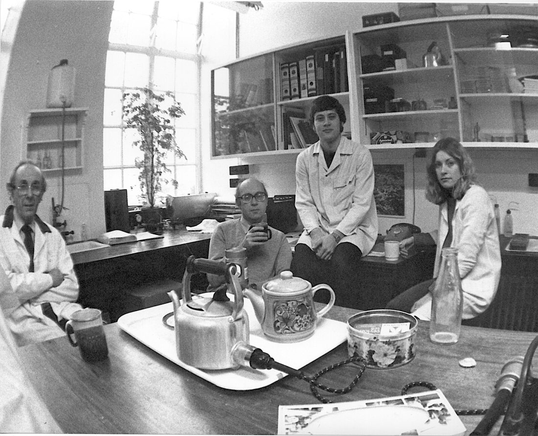 Taking a tea break in the histology lab