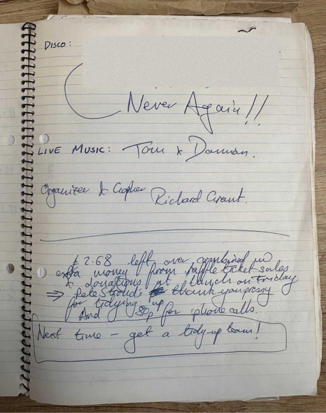 Page from the Xmas party planning book